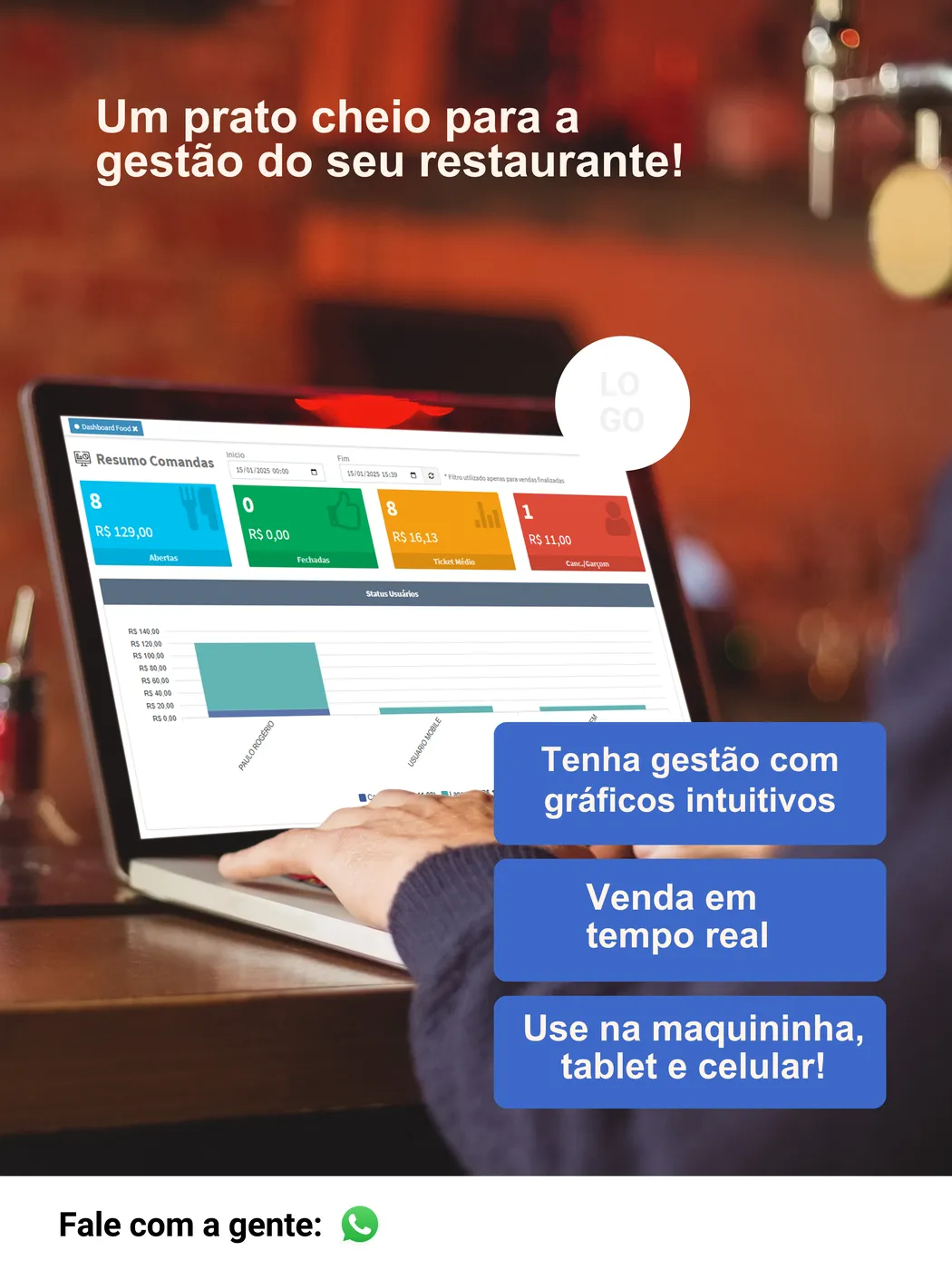 Tela e recurso do sistema em aplicação comercial