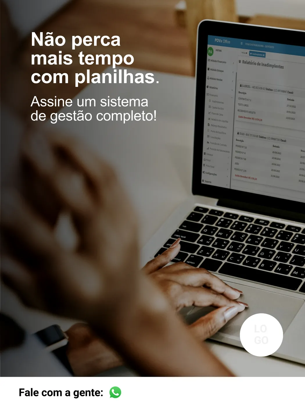 Tela e recurso do sistema em aplicação comercial