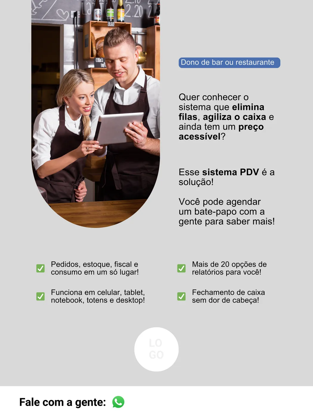 Tela e recurso do sistema em aplicação comercial