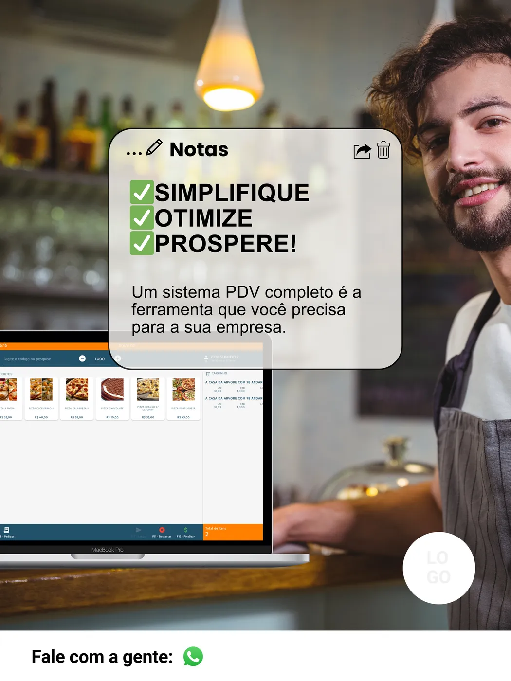 Tela e recurso do sistema em aplicação comercial