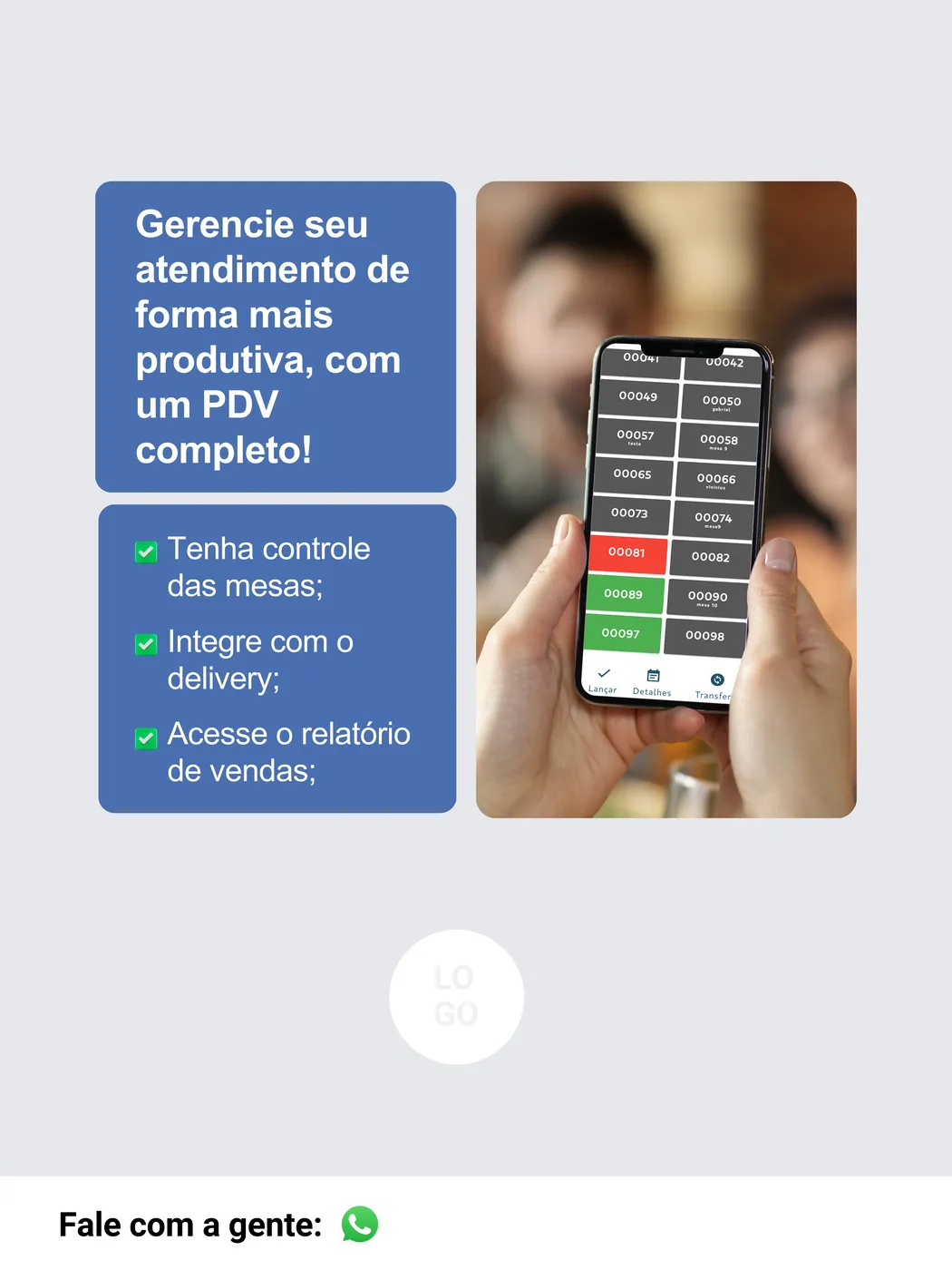 Tela e recurso do sistema em aplicação comercial